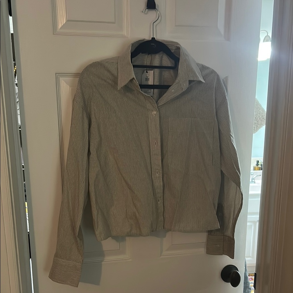 Banana Republic Gray Striped Shirt
